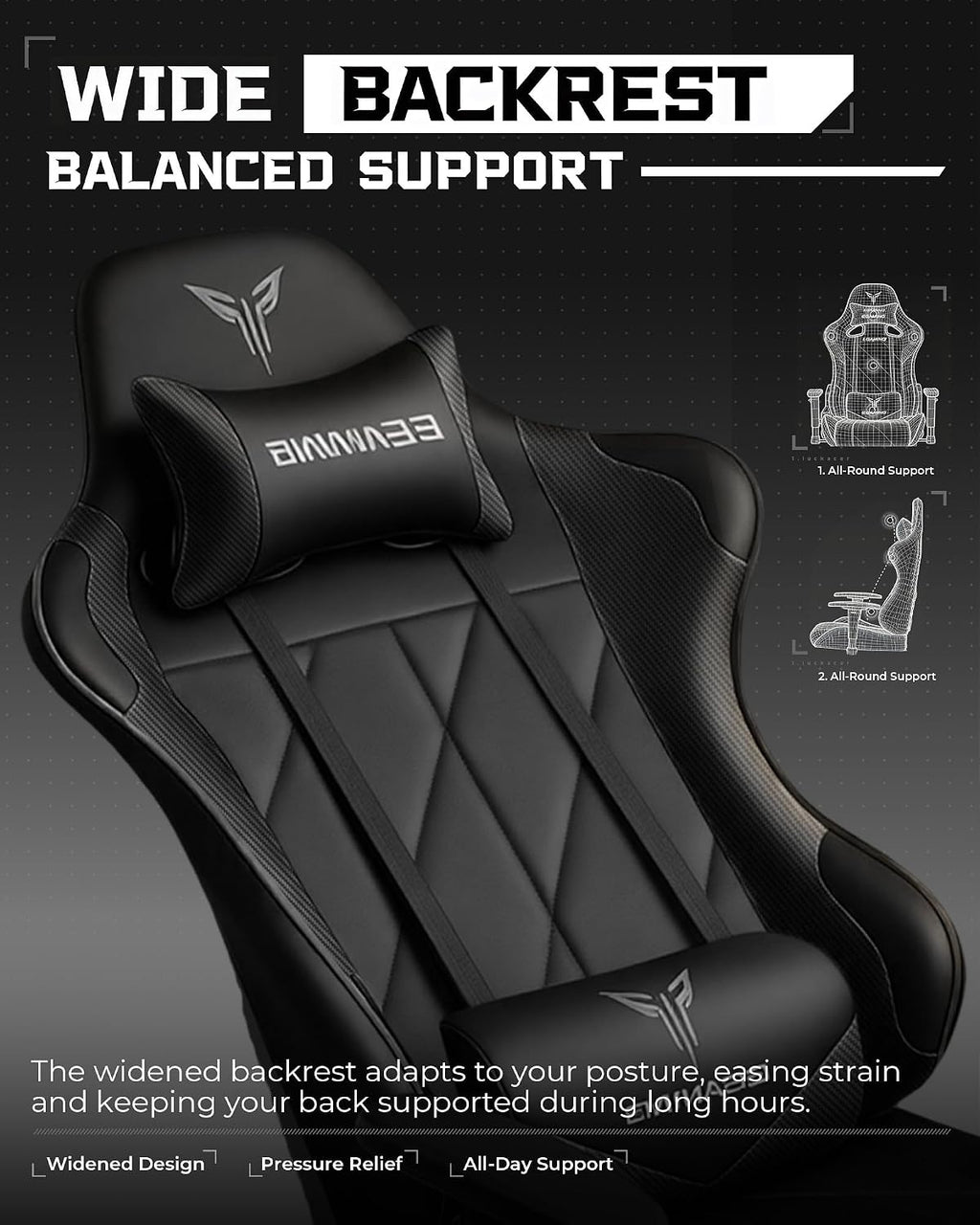 GTPLAYER Gaming Chair, Big and Tall Video Game Chair with High Back PU Leather, Home Office Ergonomic Computer Chair with Footrest, Adjustable Height, 360° Swivel Wheels for Adults and Teens