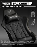 GTPLAYER Gaming Chair, Big and Tall Video Game Chair with High Back PU Leather, Home Office Ergonomic Computer Chair with Footrest, Adjustable Height, 360° Swivel Wheels for Adults and Teens