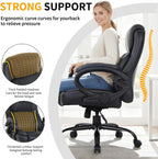 BestOffice Big and Tall Heavy Duty Office Chair 400lbs Wide Seat Ergonomic Computer Desk Chair with Arms and Lumbar Support High Back PU Leather Executive Task Computer Chair for Back Pain, Black
