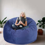 3 Feet Bean Bag Chair, Memory Foam Filled, Removable Cover, Bean Bag Chairs for Adults and Teens, Round Sofa Chair for Living Room, Bedroom and Gaming Room, Blue