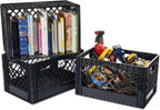 Stackable Milk Crates, 3 Pack, Kitchen Work Commercial Garage Totes, 24 Quart, Heavy Duty Plastic, Black, 19" L x 13" W 11" H