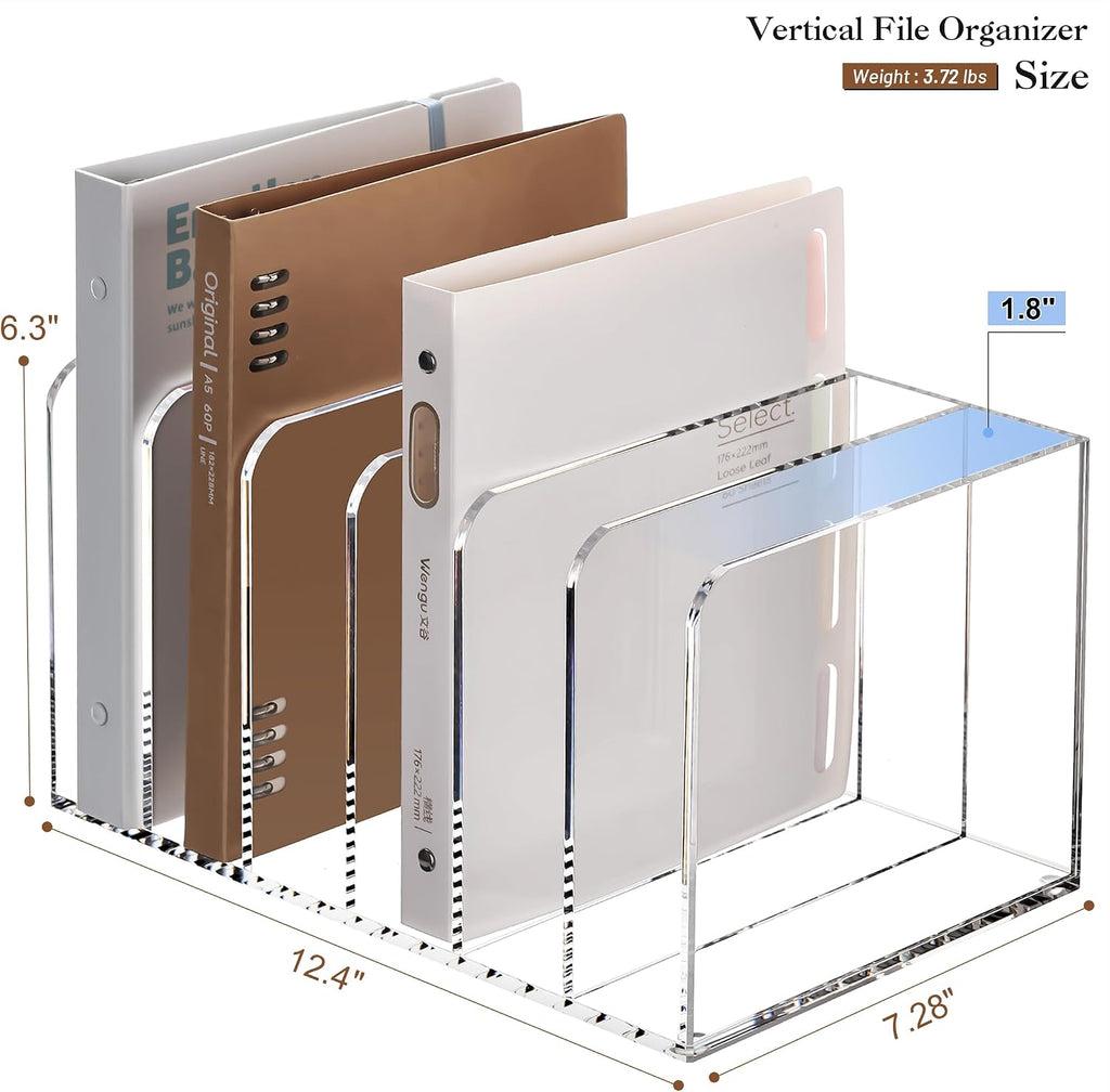 YUXUN Acrylic Magazine Holder,Clear Desk Organizer File Sorter for Notebook,Paper,Envelope,Magazine, Book Storage-Office/Home/Classroom Organization(6 Compartments,B5)