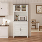 CAIBHOME Modern Kitchen Pantry Storage Cabinet, 72" Tall Coffee Bar Cabinet with 1 Large Storage Drawer, Kitchen Hutch Bar Cabinets, Dining Room, Living Room, White