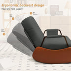 JPBSTO Rocking Chair Nursery, Upholstered Glider Rocking Chair with Side Pocket and Adjustable High Backrest, Foldable Rocker Recliner with Footrest Perfect for Living Room Bedroom, Deep Grey