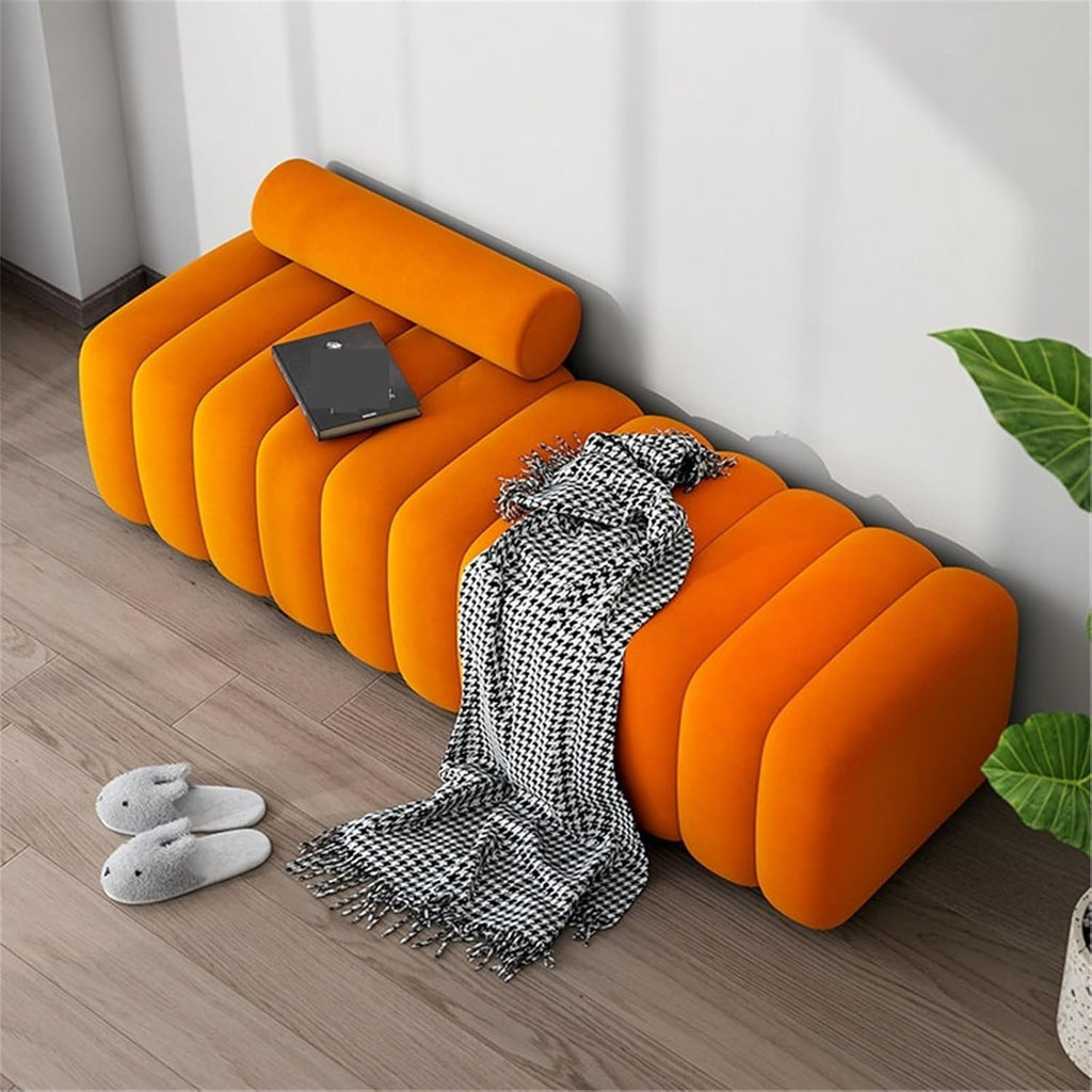Modern Long Bench with Backrest for Changing Shoes Bedroom Bed end Walk-in Closet Rest Area Entryway(XS)