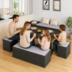 XIAO WEI Corner Dining Table Set, 6-Piece Breakfast Nook Dining Set with Storage Bench and Stools, 47" Banquette Seating for Small Space, Apartment Kitchen & Dining Room, Espresso Brown Wood