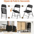 4 Pack Black Folding Chairs with Padded Cushion & Backrest, Comfortable Cushioned Seat with Durable Metal Frame, Portable Stackable Foldable Chair for Home, Office, Party, Indoor & Outdoor Events