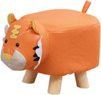 s Footstool Shoe Changing Stool Foot Rest Ottoman Stool for Nursery Living Room Playroom, Orange Tiger
