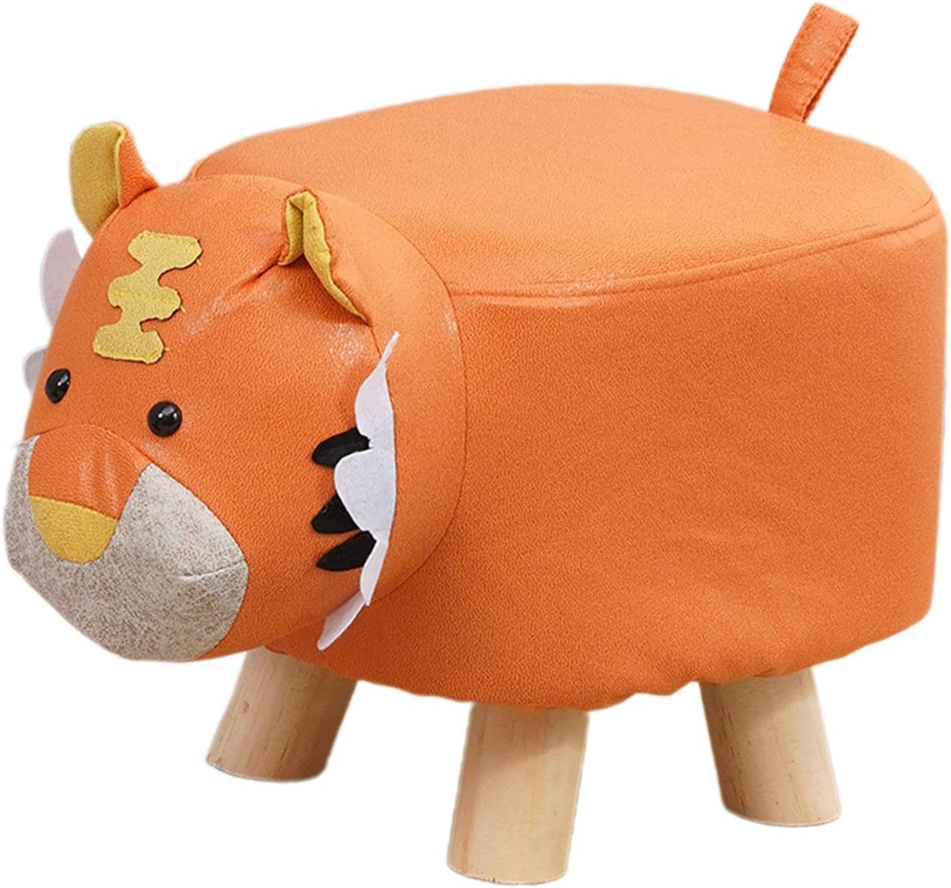 s Footstool Shoe Changing Stool Foot Rest Ottoman Stool for Nursery Living Room Playroom, Orange Tiger