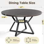 Concho 47" Round Kitchen Dining Room Table for 4-6 Circle Dining Dinner Table with Pedestal Metal Frame,Space Saving Wood Kitchen & Dining Room Furniture, Deep Grey