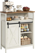 VASAGLE Buffet Cabinet, Coffee Bar Storage Cabinet, Sideboard with 1 Sliding Barn Door, Adjustable Shelves, 11.8 x 27.6 x 31.5 Inches, for Living Room, Rustic White and Honey Brown LSC089WJ02S