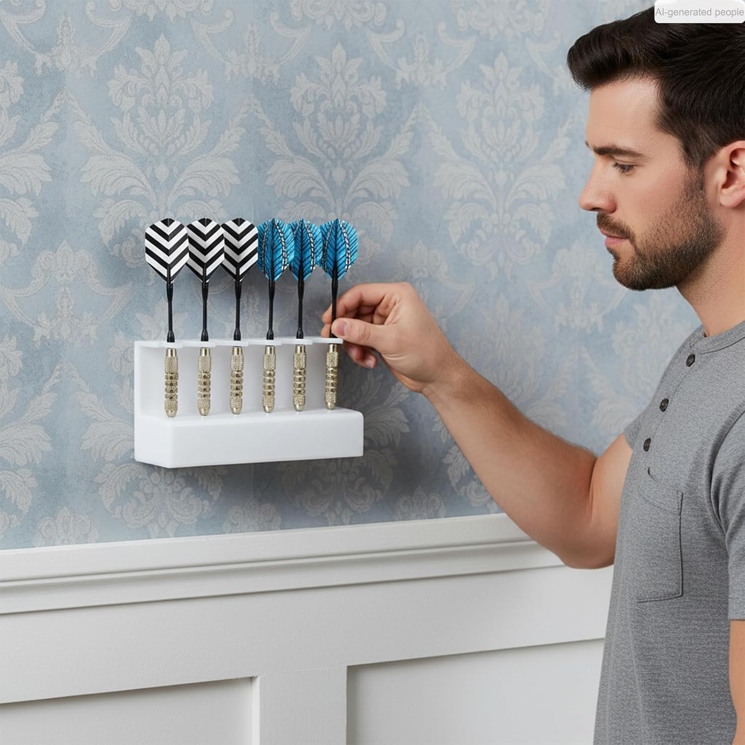 Rectangular Wall-Mounted 6-Hole Dart Holder Stand - Presentation Darts Rack for Display and Storage, Excellent Dart Board Accessories