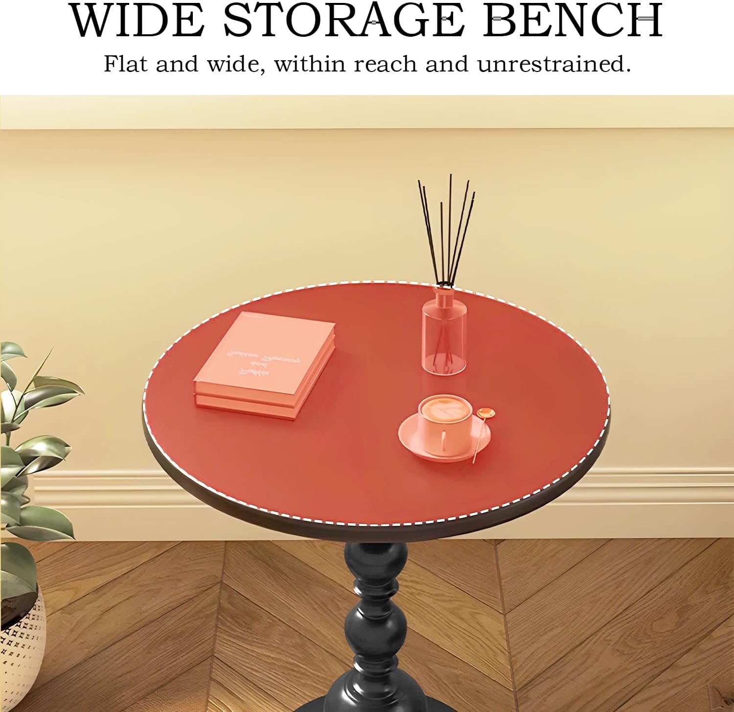 YUNMUARY-Vintage End Table with Solid Wood Top and Metal Base,15 Inch Wide Modern Side Table,Farmhouse Round Accent Tables for Kitchen,Coffee Shop,Dining Room and Bedroom.