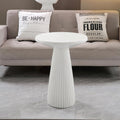 White Fluted Pedestal Side Table Modern Accent Table for Living Room Patio & Entryway Indoor Outdoor Weather Resistant End Table