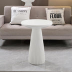 White Fluted Pedestal Side Table Modern Accent Table for Living Room Patio & Entryway Indoor Outdoor Weather Resistant End Table