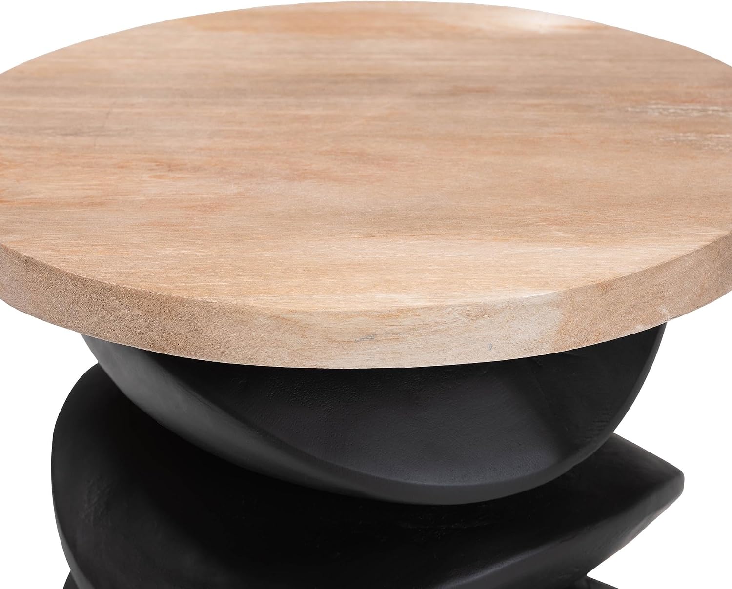 Bali & pari Ziva End Table with Petrified Wood Top - Pedestal Accent Side Table for Living Room or Entryway