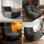Sytopia Premium Chenille Bean Bag Chair for Adults, Oversized 40D Memory Foam Floor Sofa, Giant Deep Seat Gaming Reading Nook, No Assembly Required, Black Onyx