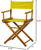 Casual Home Director's Chair ,Honey Oak Frame/Yellow Canvas,18" - Classic Height