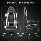 GTPLAYER Gaming Chair with Footrest, Ergonomic Computer Game Desk Chair, Recline Gaming Chair Seat Height Adjustment, Swivel Rocker with Headrest and Lumbar (White)