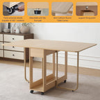Folding Dining Chairs and Table Set, Space-Saving Dining Table and 2 Padded Steel Frame Folding Chairs(Wood), Drop Leaf Dining Table with Extra Large Storage Space and 2 Drawers