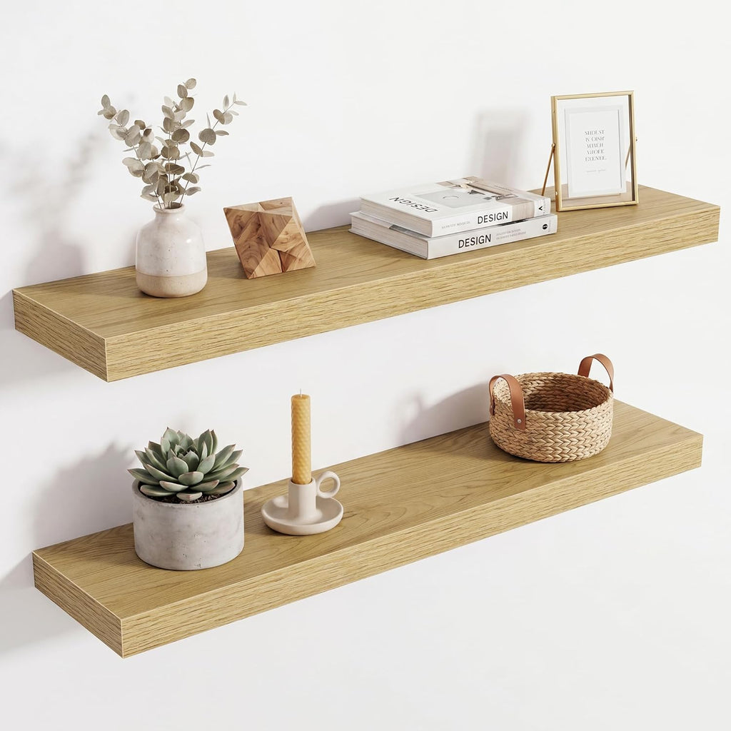Acovy 30in Long Floating Shelves for Wall Set of 2, Wood Wall Shelves for Bathroom Bedroom Kitchen Living Room Laundry Room, Modern Floating Shelf for Home Decor