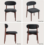 Wooden Dining Chair Set of 4, Modern Dining Chairs with with Curved Back, Fabric Upholstered Kitchen Room Chairs with Adjustable Legs for Farmhouse Dining Living Room,Dark Grey