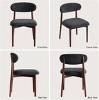 Wooden Dining Chair Set of 4, Modern Dining Chairs with with Curved Back, Fabric Upholstered Kitchen Room Chairs with Adjustable Legs for Farmhouse Dining Living Room,Dark Grey
