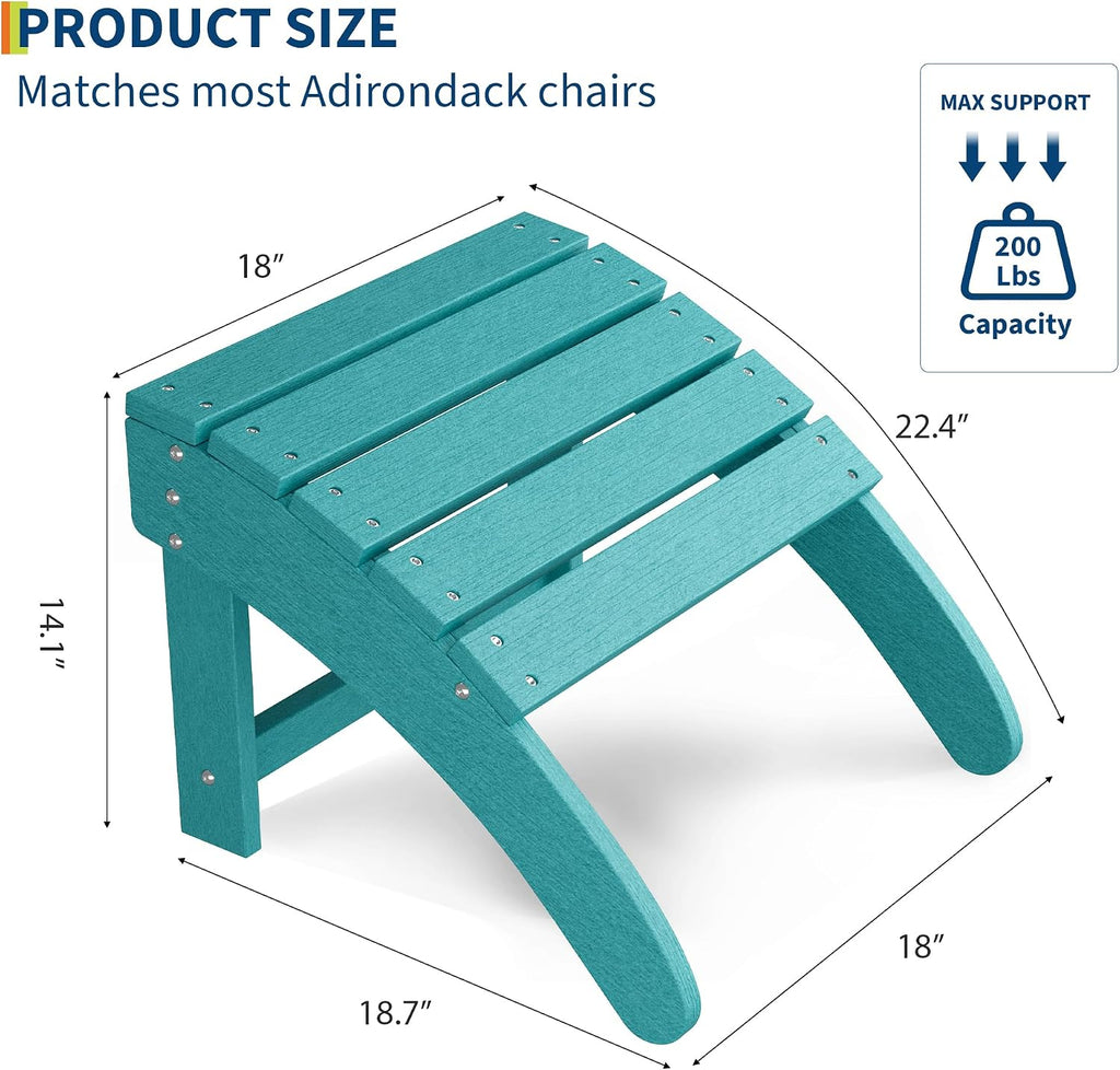 PeakPursuit Adirondack Ottoman Foot Rest for Adirondack Chair, HDPE Resin Weather-Resistant Outdoor Patio Footstool for Porch, Pool, Lawn & Backyard Use
