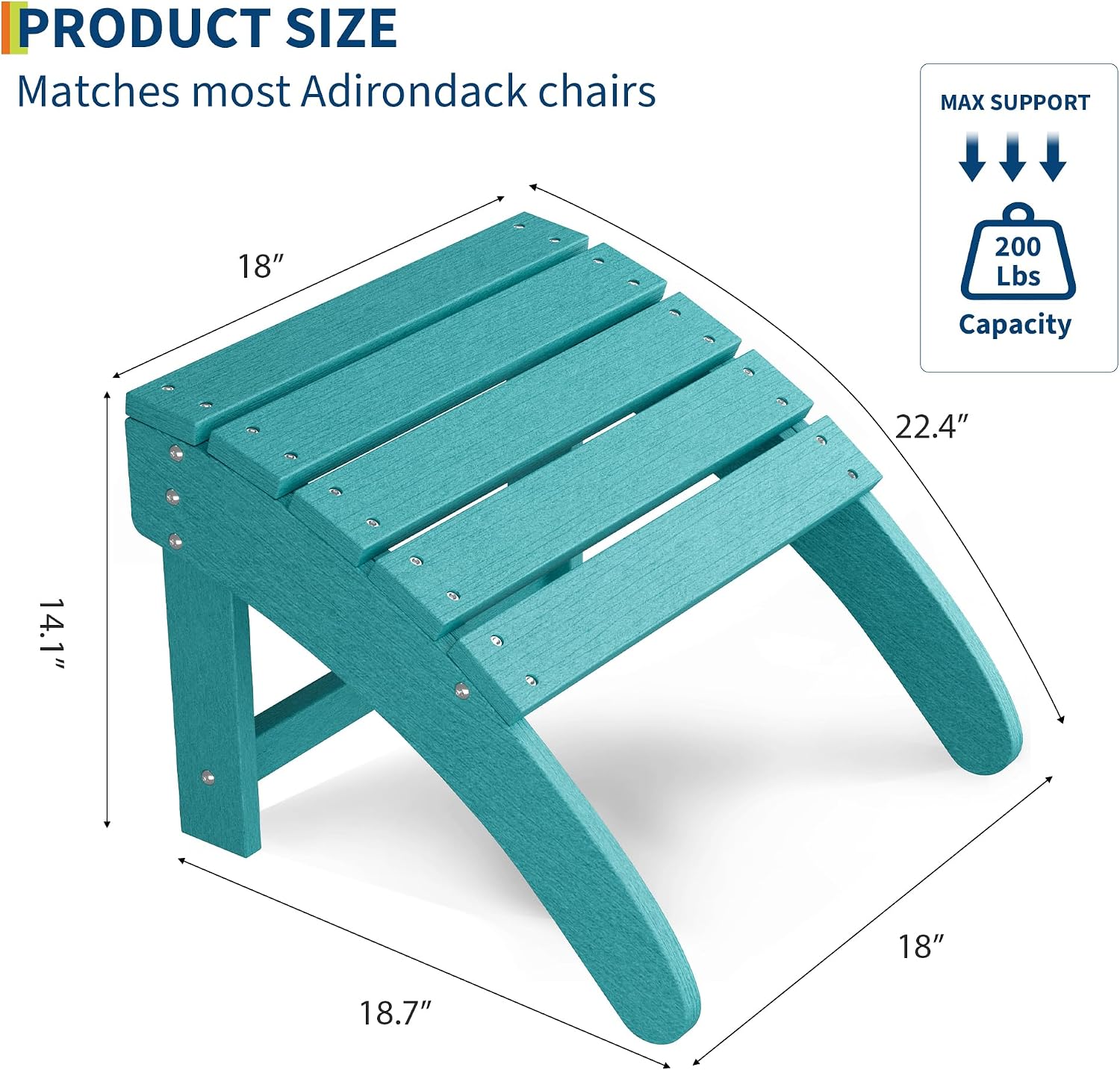 PeakPursuit Adirondack Ottoman Foot Rest for Adirondack Chair, HDPE Resin Weather-Resistant Outdoor Patio Footstool for Porch, Pool, Lawn & Backyard Use