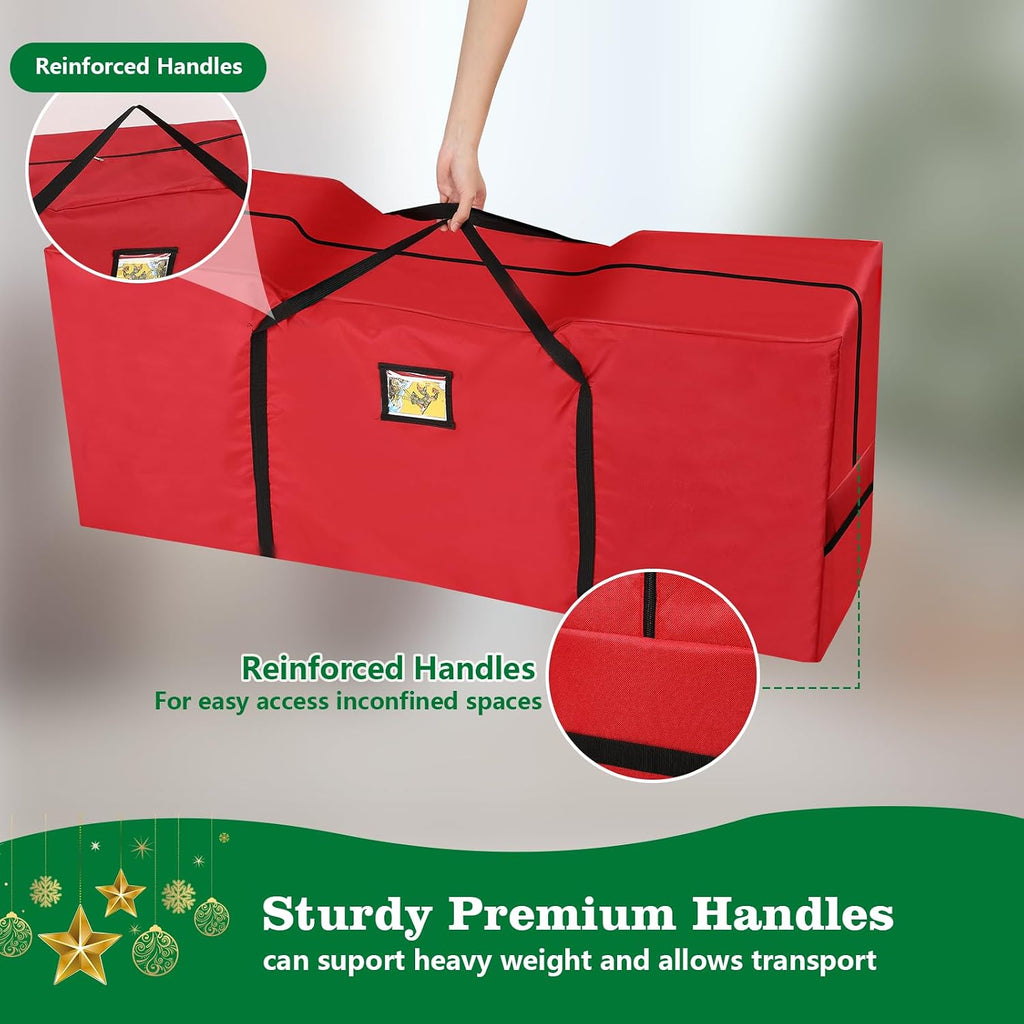 Christmas Tree Storage Bag 7.5 FT - Large Christmas Tree Storage, Heavy Duty 600D Oxford Fabric with Dual Zippers Wide Opening, Waterproof Material, Red