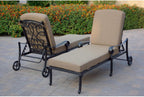 Darlee Santa Monica 3 Pc Cast Aluminum Chaise Lounge Set w/ 24 Inch Ice Bucket End Table & in Antique Bronze/Sesame