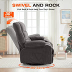 8-Points Massage Recliner Chair with Heated Rocking Function for Adults,Oversized Rocker Recliner with Side Pocket,2 Cup Holders for Living Room
