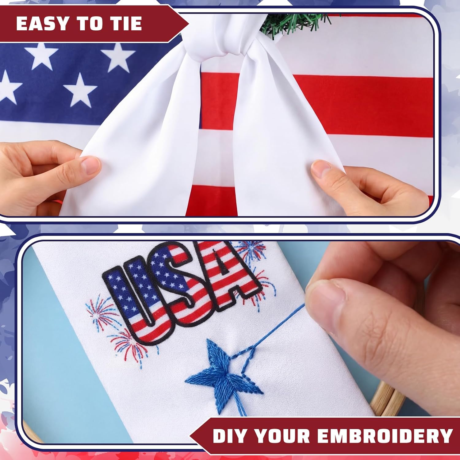 250th Anniversary Wreath Sash for Front Door 4.5'' x 56'' 4th of July Wreath Sash with USA Flags Red White and Blue Patriotic Decor for Independence Memorial Day Porch Yard Door Home Decor