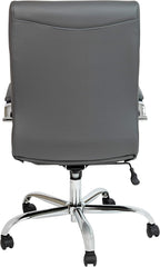 EMMA + OLIVER Faux Leather High-Back Swivel Home Office Desk Chair with Wheels, Padded Seat, and Armrests, Adjustable Height Multipurpose Office Chair, Gray/Chrome