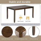 LUMISOL 6-Piece Solid Wood Dining Table Set, Wood Kitchen Table with 4 Chairs and Bench, Farmhouse Dining Table with Bench and Chairs Set for Kitchen, Living Room, Walnut Grey