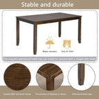 LUMISOL 6-Piece Solid Wood Dining Table Set, Wood Kitchen Table with 4 Chairs and Bench, Farmhouse Dining Table with Bench and Chairs Set for Kitchen, Living Room, Walnut Grey