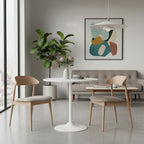 31.5 Inch Dining Table Round Bar Table for 2-4 with Enlarged Pedestal Base, Modern Mid Century Round Top Kitchen Table for Kitchen Living Room Cafe Small Spaces, White