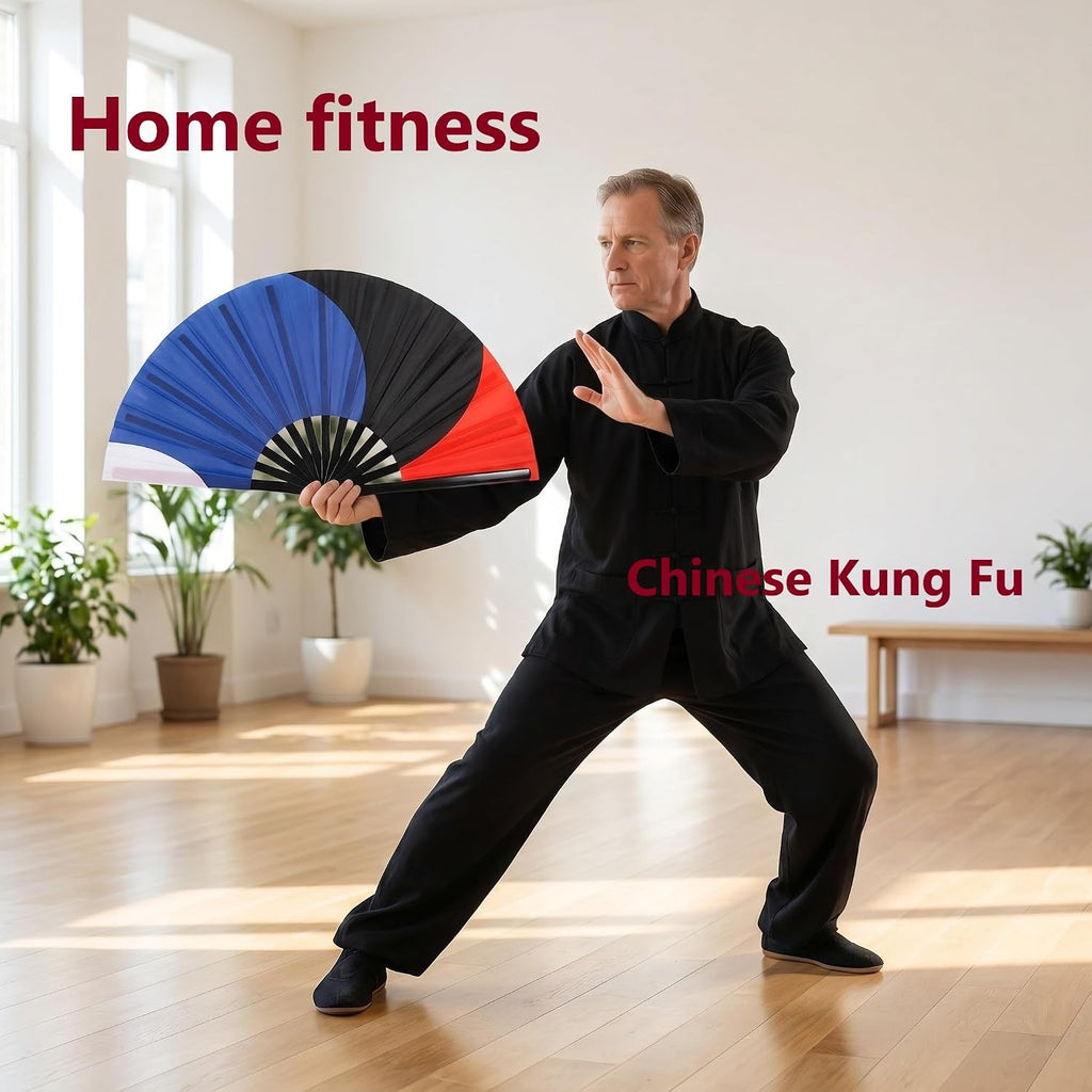 Tai Chi Kung Fu Folding Fan - Waterproof Silk, Easy Open, Martial Arts & Dance Performance Fan