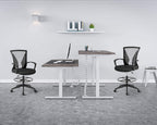 Drafting Chair Tall Office Chair Standing Desk Chair Adjustable Height Reception Office Chair with Lumbar Support & Foot-Ring, Ergonomic Mesh Computer Drafting Stool for Working Standing Desk (Black)