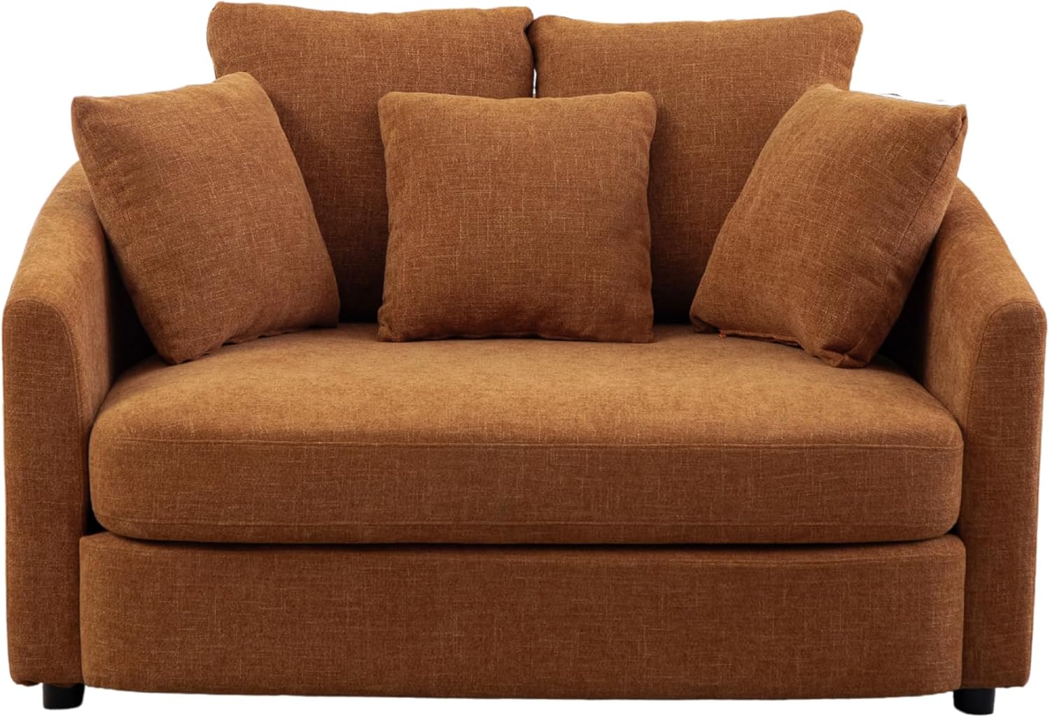 56.3''W Oversized Barrel Chair, Upholstered Accent Chenille Comfy Couch Sofa with 5 Pillows for Apartment, Studio, Bedroom, Living Room, Orange.