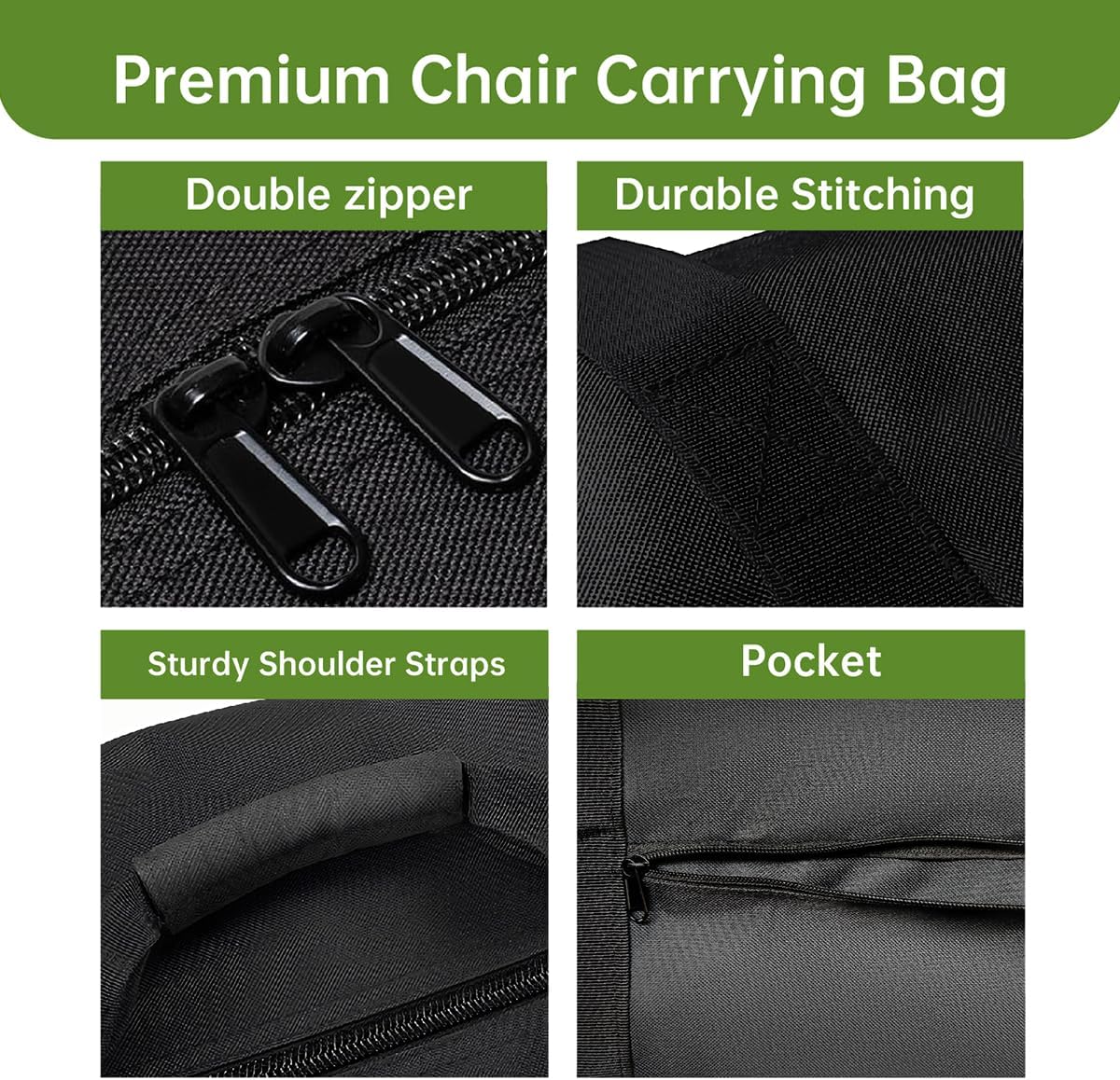 Heavy Duty Folding Chair Storage Bag | Upgrade Large Water-Resistant Carry Bag for Longue,Beach,Wheelchair,Camping,Director Chair-43 L x 9.8" W x 29.5" H