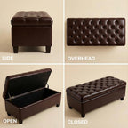Chifee & Vingol 50" PU Ottoman with Storage Oversized End of Bed Storage Bench Upholstered Benches for Entryway, Living Room, Bedroom-Dark Brown