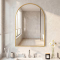 NEWBULIG 22"x30" Arched Wall Mirror, Bathroom Mirrors for Over Sink, Vanity Mirror with Tempered Glass & Anti-Rust Metal Frame, Entryway, Living Room, Bedroom, Gold