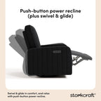 Storkcraft Kyoto Deluxe Power Recliner Swivel Glider (Black Boucle) – Premium Electronic Power Recliner for Nursery, Includes Dual-USB Charging Port with USB-A & USB-C, Glider Rocking Chair