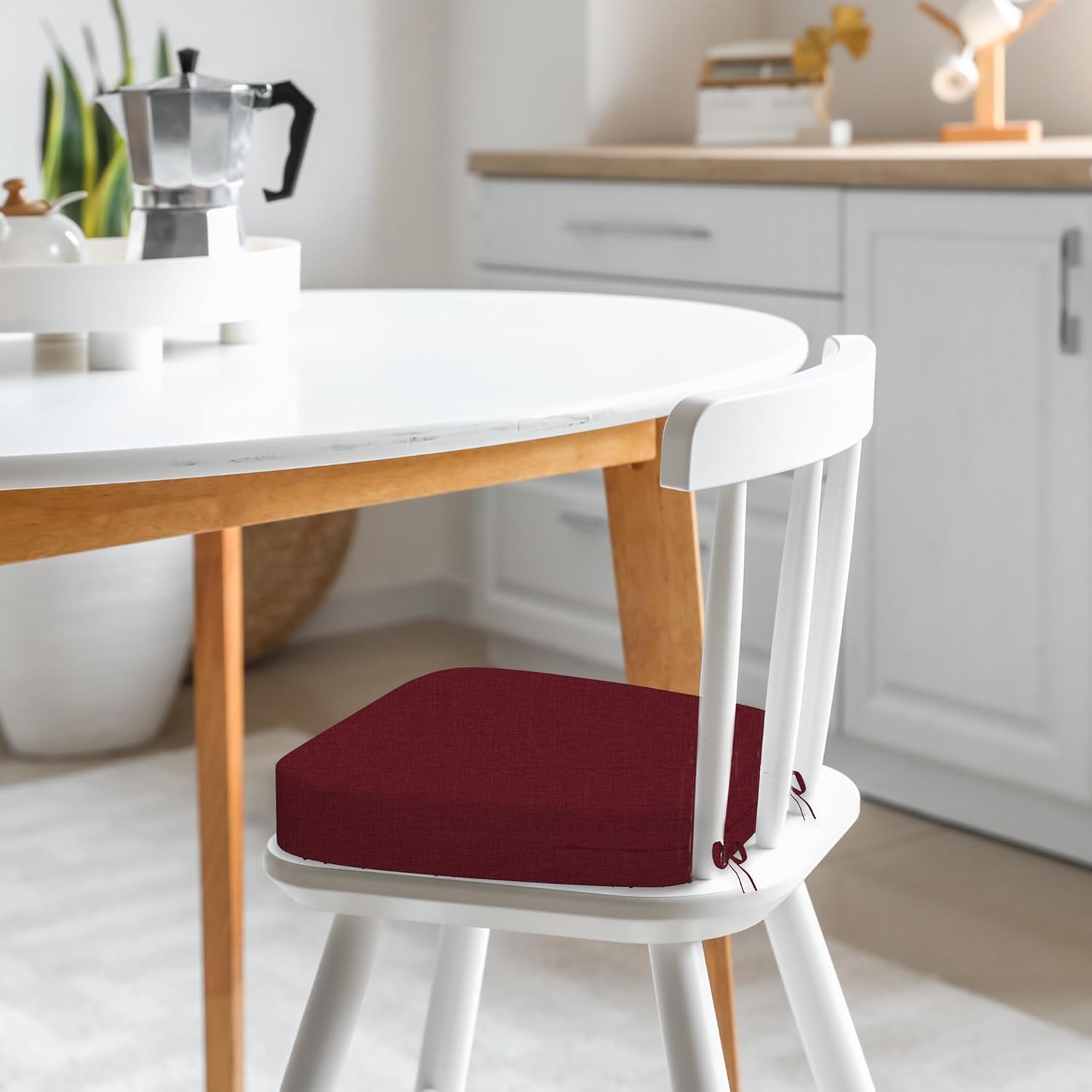 17'' x 16'' x 2.5"Thick Chair Cushions for Dining Chairs, 6 Pack WaterProof Easy Clean Kitchen Chair Pads with Ties and Non-Slip Backing - 30D High Elastic Foam Soft Kitchen Chair Cushions