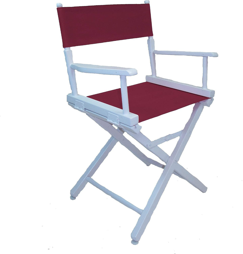 Gold Medal Commercial 18" Table Height White Frame Directors Chair - Burgundy