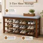 SolidWood Entryway Shoe Storage Bench, Flip-Top Soft-Close Lid, Adjustable Shelves, Cushioned Entryway Shoe Rack Organizer,Hallway, Closet, Foyer 39.4''