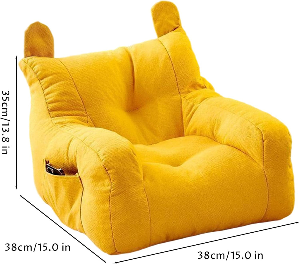 Soft Linen-Cotton Single Seater Toddler Mini Sofa, 1 Seater Safe Baby Small Chair, Yellow 14.96x14.96x13.78