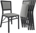 VECELO Folding Chairs Set of 4 with Cushion, Foldable Padded Seats with Heavy Duty Metal Frame for Kitchen/Dining/Living Room, No Assembly & Space Saving Design, Grey