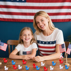 JUNEBRUSHS 120 Pcs Patriotic Ducks Mini Resin Ducks Figures 4th of July Decor Red White Blue Mini Resin Ducks for 4th of July Vase Filler Gifts Tabletop Micro Landscape Party Home Decorations